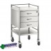 Single Stainless Steel Trolley 3 Draw With Top Locking Draw