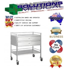 Trolley Stainless Steel 2 Draw Full Width 80 X 50 X 90cm