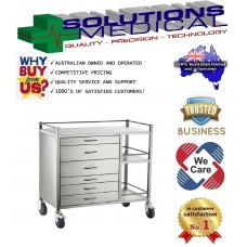 Trolley Stainless Steel Anaesthetic 6 Drawer 90 X 50 X 97cm