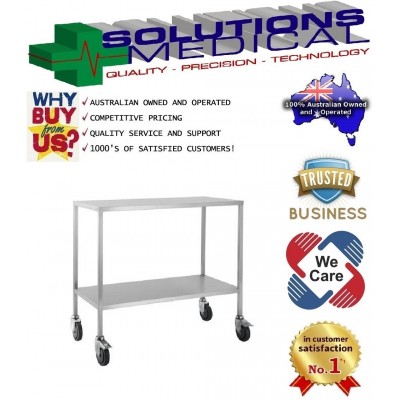 Trolley Stainless Steel Flat Top No Draw No Rails 60 x 50 x 90cm