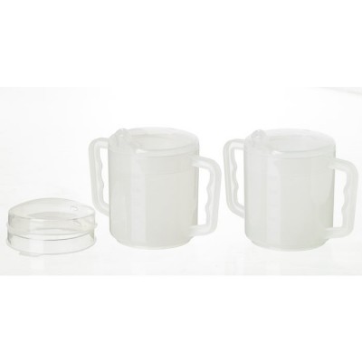 Homecraft Two Handled Cup Mug, 270ml, Pair, with Spout and Splash Lids