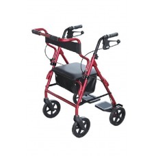 Days 2 In1 Transit Rollator Seat Walker & Transport Chair Red 160kg Capacity Mobility Aid
