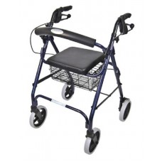AusCare Seat Walker With Handbrakes And Curved Backrest, Black Rollator Mobility