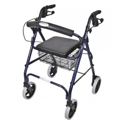 Days Seat Walker With Handbrakes And Curved Backrest, Black Rollator Mobility Aid
