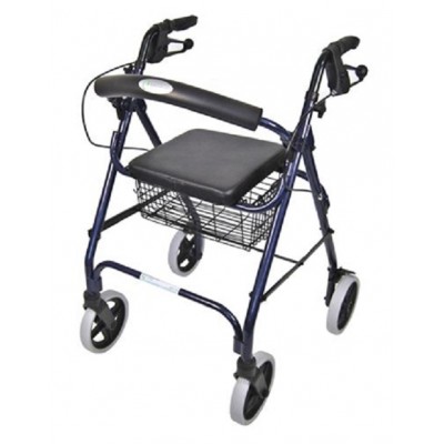 AusCare Seat Walker With Handbrakes And Curved Backrest, Black Rollator Mobility