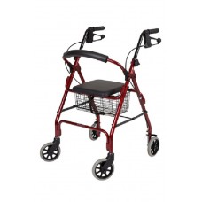 Days Seat Walker With Handbrakes And Curved Backrest, Red Rollator Mobility