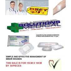 50 X ISLAND ADHESIVE DRESSING 15cm x 10cm STERILE AsGUARD DRESSING WITH PAD