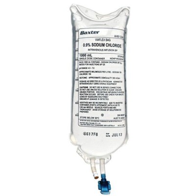 Saline Iv Infusion 0.9 Per Cent Sodium Chloride 1000ml In Pvc Free Freeflex Bag