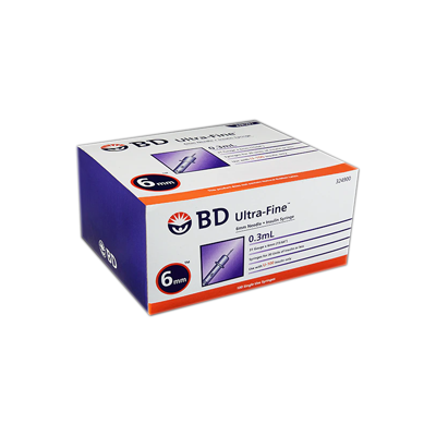 BD Ultra-Fine Insulin Syringe, 6mm x 31G 0.3mL - Box/100 324900