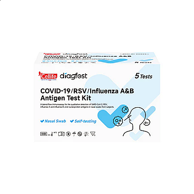 Cellife Triple Antigen Test Kit COVID-19 Flu A/B RSV - Box/5 Cellife Triple Antigen Test Kit COVID-19 Flu A/B RSV - Box/5