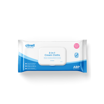 Clinell Contiplan 3 in 1 Cream Cloths Continence Moisturising Care 