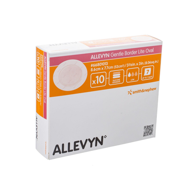 Allevyn Gentle Border Lite Foam Dressing, Silicone Adhesive 8.6cm x 7.7cm 66801013