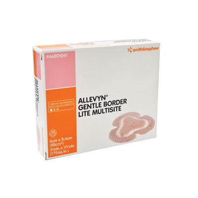 Allevyn Gentle Border Lite Multisite Foam Dressing, Silicone Adhesive 8cm x 8.4cm 66801041