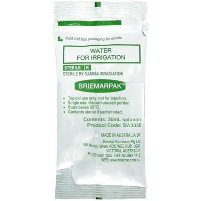 Sterile Water 30ml Sachets Briemarpak SW3050