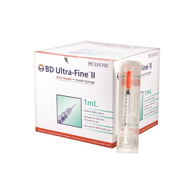 BD Insulin Syringe 1ml 30g x 8mm Ultra Fine II 326702 BD Insulin Syringe 1ml 30g x 8mm Ultra Fine II 326702
