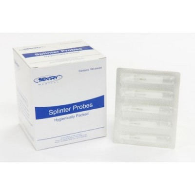 Box 100 Splinter Probes Stainless Surgically Clean Foil Packs