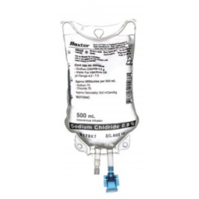 Saline For Iv Infusion 0.9% Sodium Chloride 500ml Freeflex Baxter Bag X 1