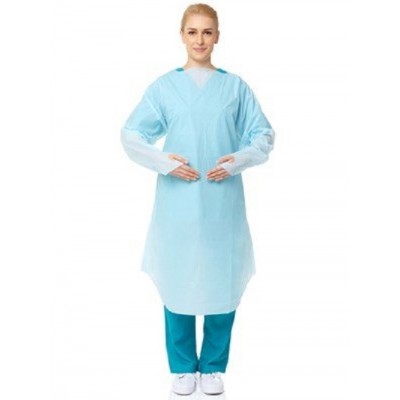 Gowns Thumb-Hook Impervious Open Back BLUE - Ctn/75