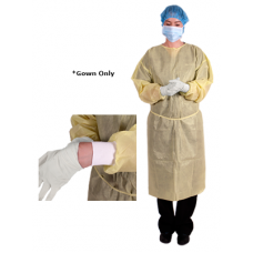 Isolation Gown Yellow with Knitted Cuffs Large Non-Sterile