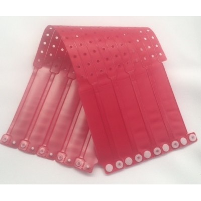 Patient Id Wrist Bands Pvc Latex Free Adult Adjustable Length Red X25 Pieces