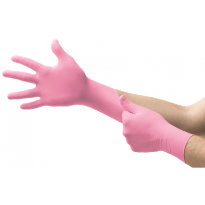 Pink Powder Free Micro Touch Gloves Nitrile Accelerator Free 100/bx