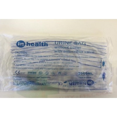 Urine Drainage Bag 2000ml Sterile Without Cross Valve Outlet