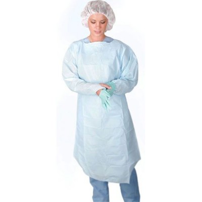 Plastic Isolation Gown Fluid Resistant Thumb Loop Style