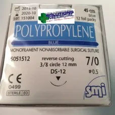 Sutures Polypropylene Blue 7/0 Monofilament Nonabsorbable Revers Cutting Smi Sutures Polypropylene Blue 7/0 Monofilament Nonabsorbable Revers Cutting Smi