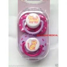Dummy Infant 3 Months Silicone Pacifier Cat Pattern 2 Pack Pink Purple Dummy Infant 3 Months Silicone Pacifier Cat Pattern 2 Pack Pink Purple