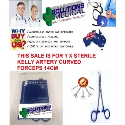 Kelly Curved Artery Forceps Sterile Single Use Medical Instrument Sayco Sale Item Exp 6/26 Kelly Curved Artery Forceps Sterile Single Use Medical Instrument Sayco Sale Item Exp 6/26