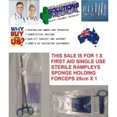 First Aid Sterile Rampleys Sponge Holding Forceps 25cm Stainless Steel X 1 Sayco First Aid Sterile Rampleys Sponge Holding Forceps 25cm Stainless Steel X 1 Sayco