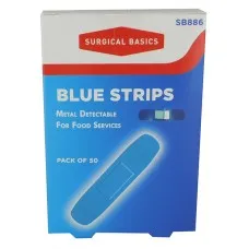 Band Aids Blue Metal Detectable Strips 50/box (X2)100 Loose