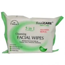 Real Care Facial Cleansing Skin Care Wipes X4 Pkts Vitamin A,c,e, Chamomile Aloe Real Care Facial Cleansing Skin Care Wipes X4 Pkts Vitamin A,c,e, Chamomile Aloe