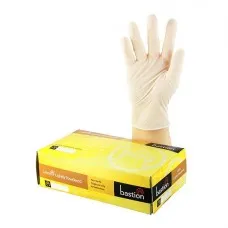 Lightly Powder White Latex Medical Examination Gloves Smooth Textured Bastion Lightly Powder White Latex Medical Examination Gloves Smooth Textured Bastion