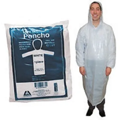 White Ldpe Disposable Poncho 80 X 125cm (X5) White Ldpe Disposable Poncho 80 X 125cm (X5)